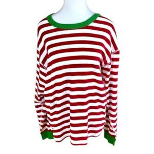 Hanna Anderson T-Shirt Christmas Red White Stripe (L)